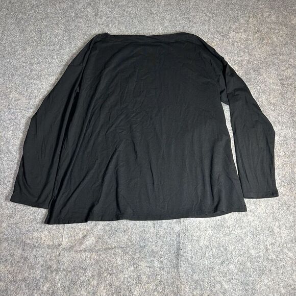 J Jill Luxe Supima Boat Neck Tee Womens Large Top Black Minimalist - Picture 4 of 6